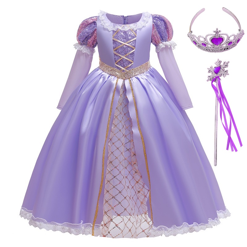 FSMKTZ Sleeping Beauty Cosplay Costume Ball Gown Birthday Children Princess Baby Girl Long