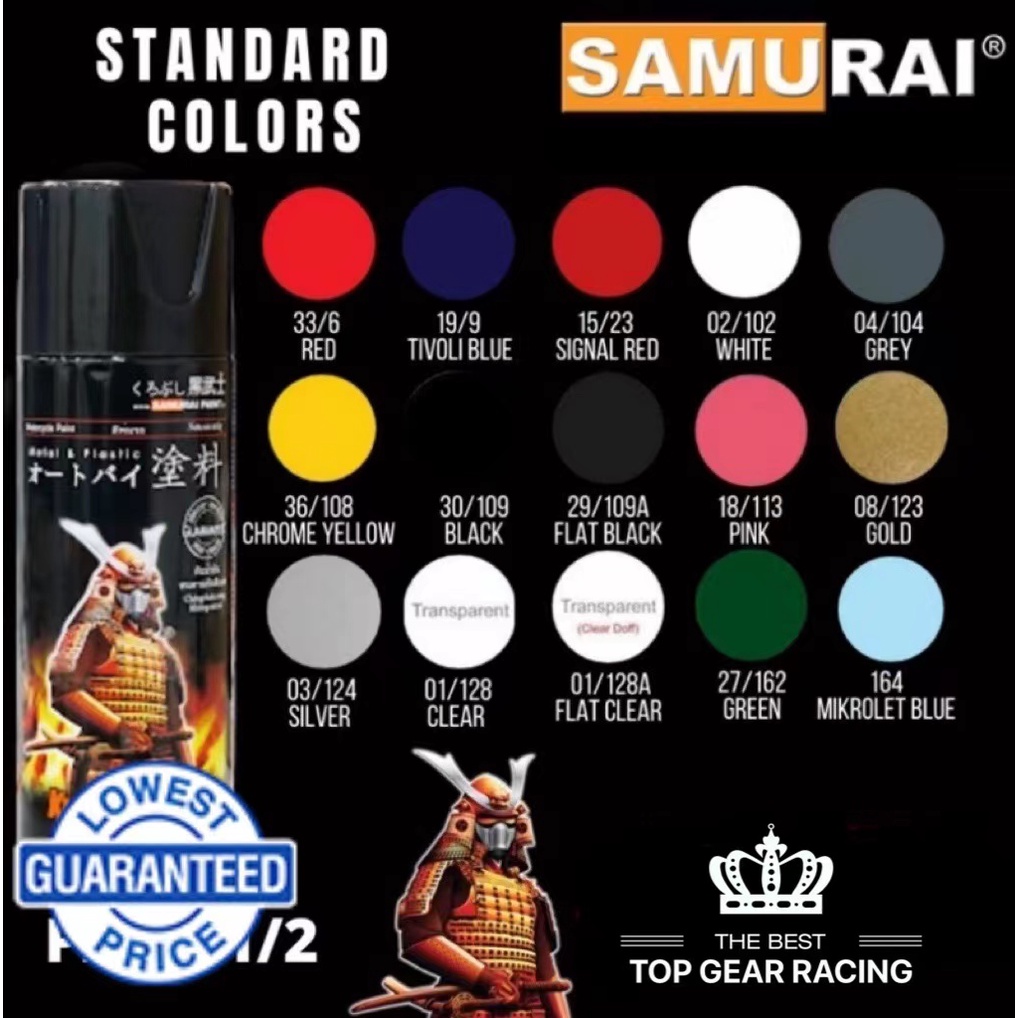 SAMURAI PAINT Motorcycle Spray Paint STANDARD/High Temp/ Black Spray