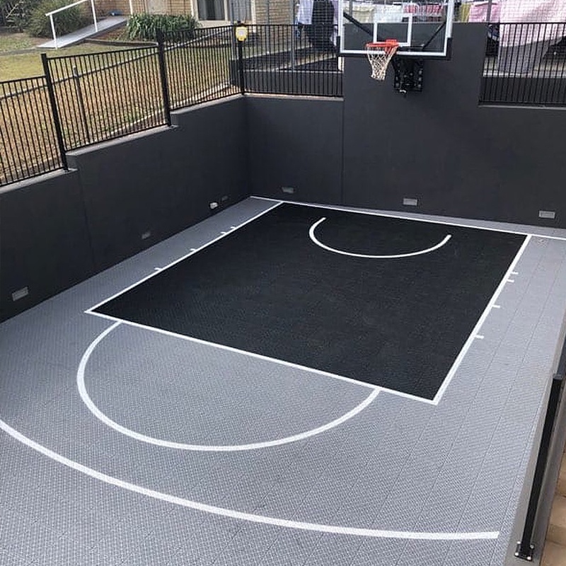Beable Diy Backyard Half Basketball Court Kit Interlocking Flooring