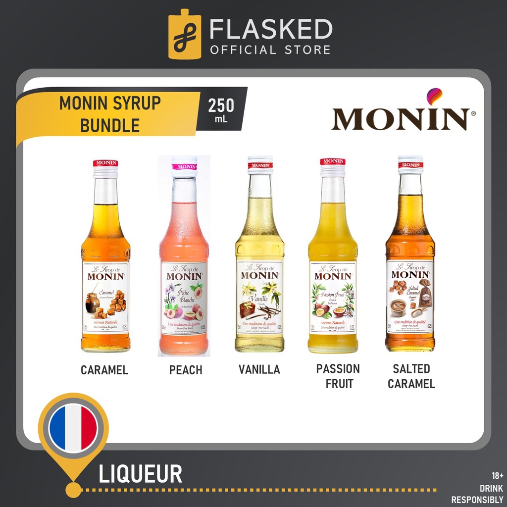 Monin Syrup 250ml Bundle (Salted Caramel, Vanilla, Hazelnut, White