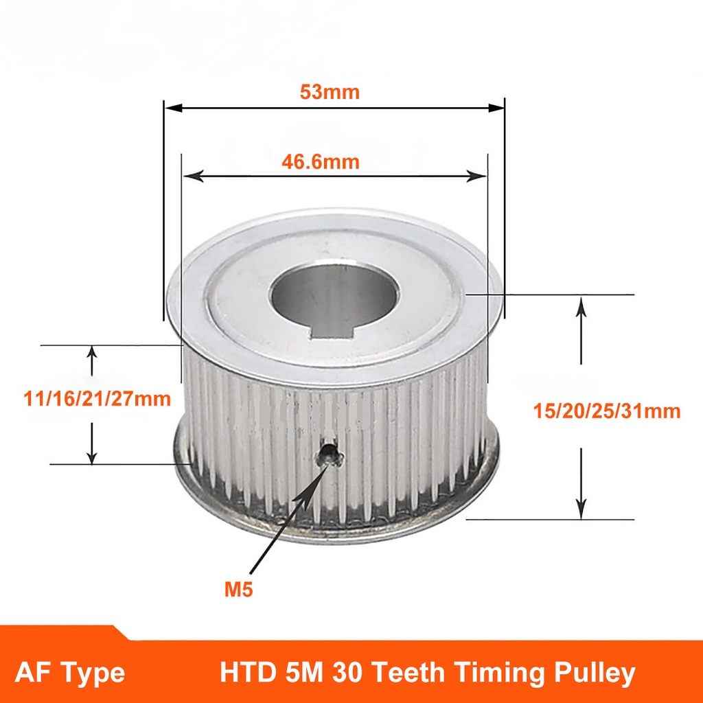 HTD 5M 30 Teeth Timing Pulley Synchronus Wheel AF Keyway Bore Aluminium