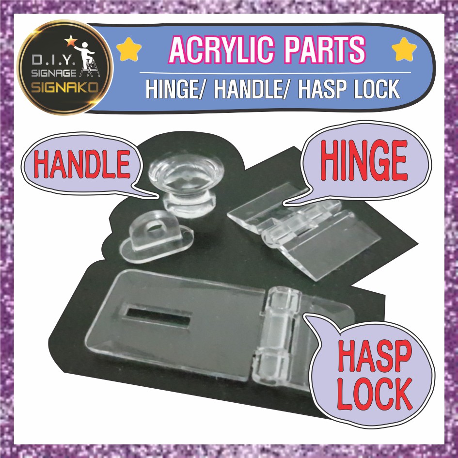 Clear Acrylic Hinge Lock Handle Hasp Folding Knob Concealed hinges