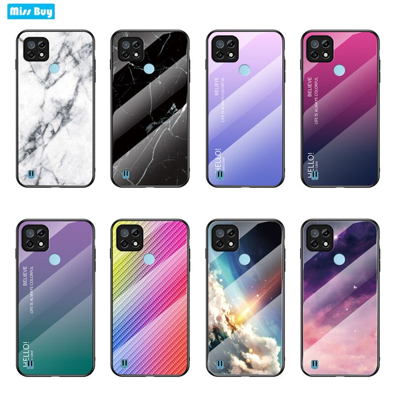 For Realme C21 Case Shockproof Tempered Glass Back Cover For OPPO