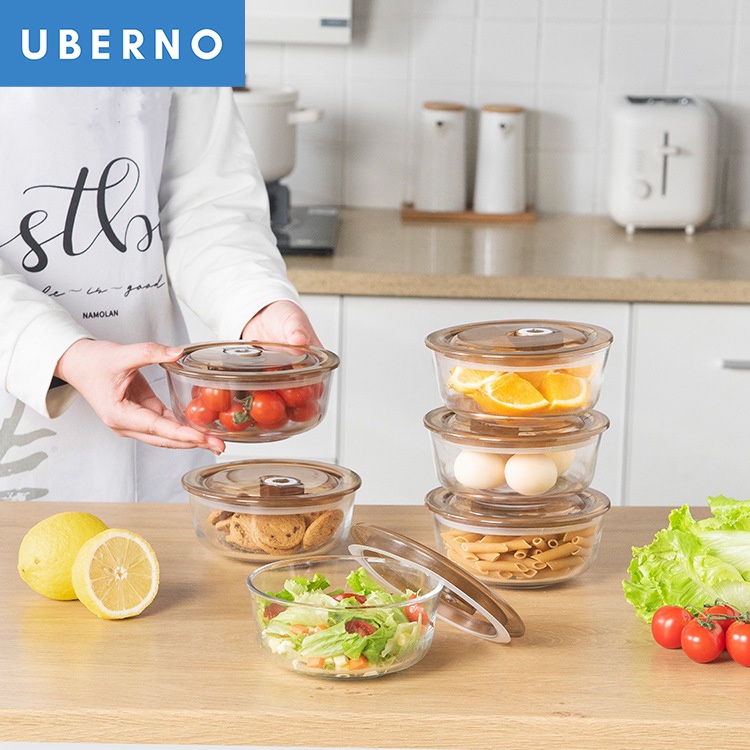 UBERNO Borosilicate Glass Food Keeper Airtight Leakproof Crisper Salad