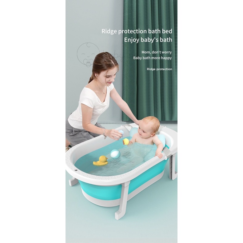 COD Baby Foldable Bath Tub Baby Foldable Silicone Bathtub Portable Bath