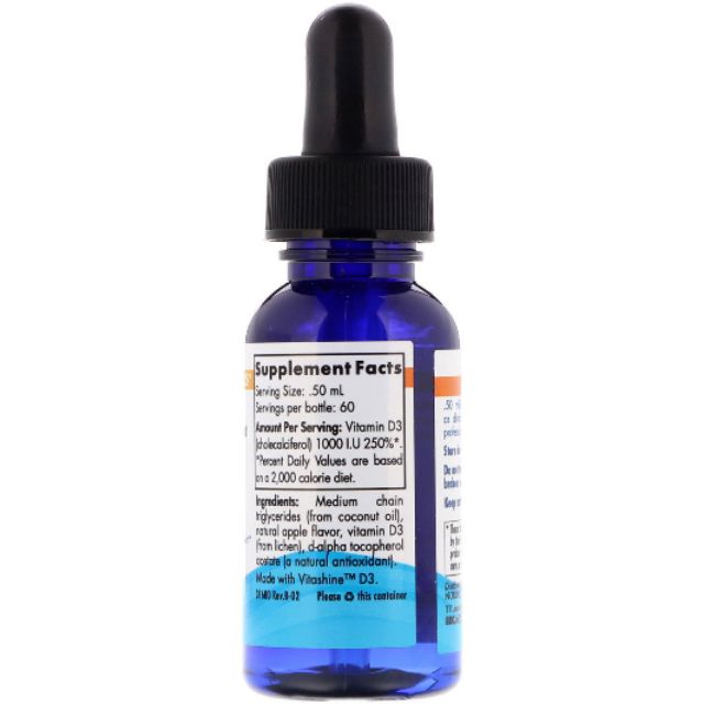 Nordic Naturals,Vitamin D3, Vegan, 1000 IU, 1 fl oz (30 ml) Shopee