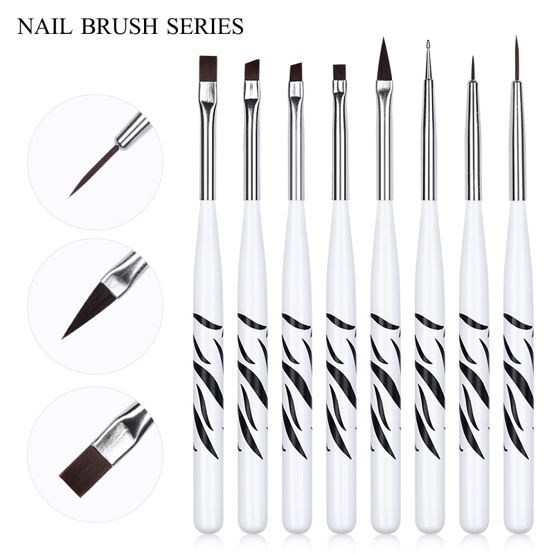 8pcs/Set Nail Brush Nail Art Acrylic Liquid Powder French Stripes Lines