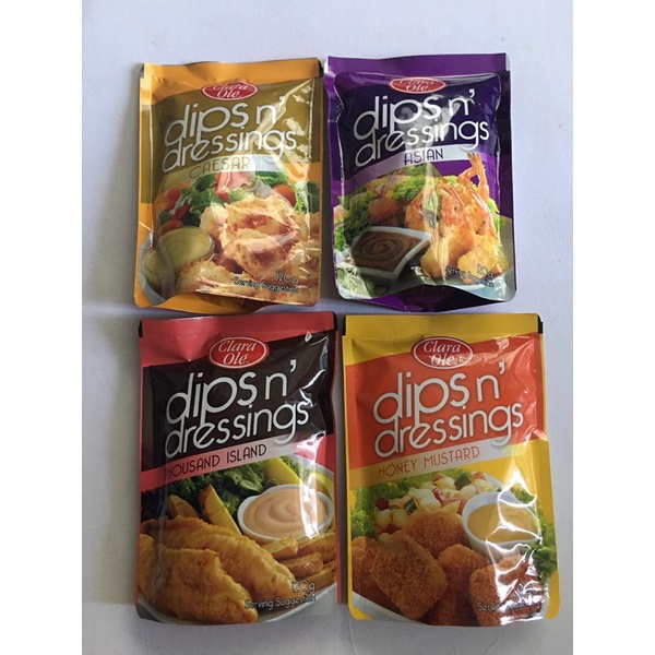Clara Ole dips n’ dressings Caesar/ Thousand Island /asian /honey