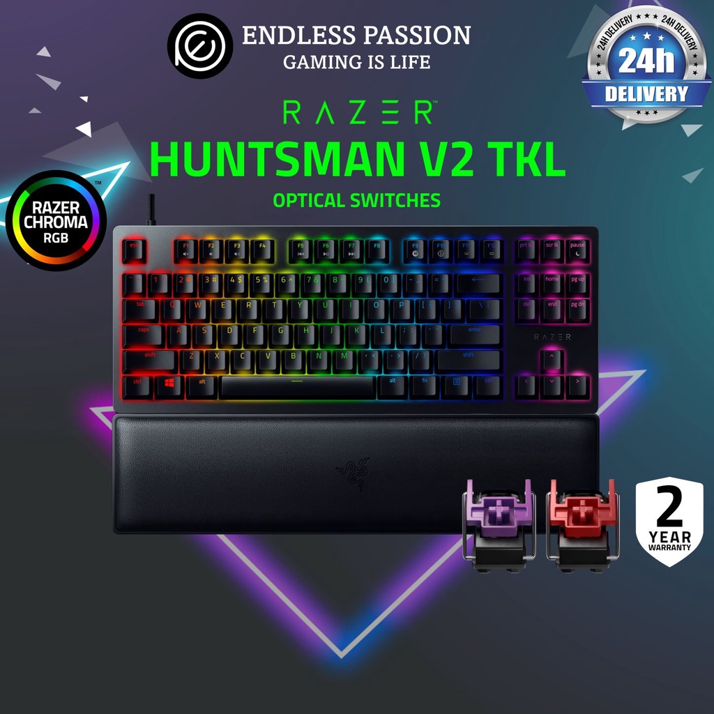 Razer Huntsman V2 TKL Tenkeyless Gaming Keyboard Fastest Keyboard