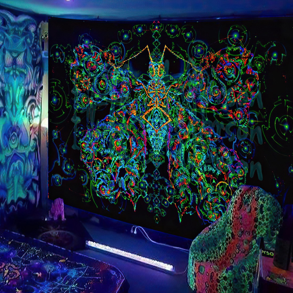 Black light Tapestry UV Reactive Psychedelic Tapestry Aesthetic Wall