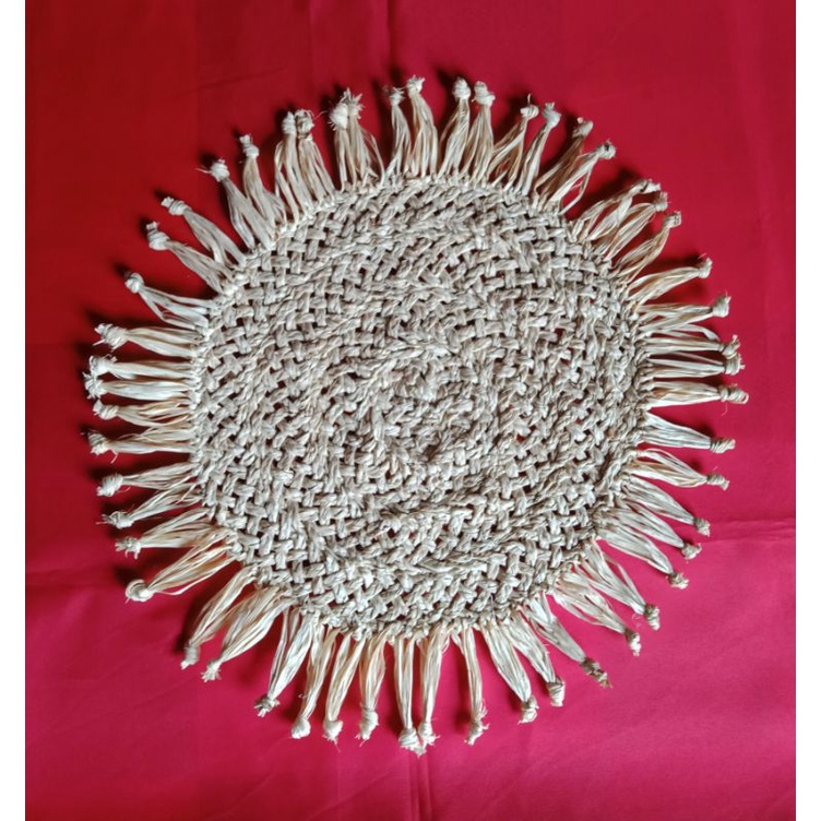 Braided raffia/braided green abaca round placemat (Native Handicrafts) Shopee Philippines