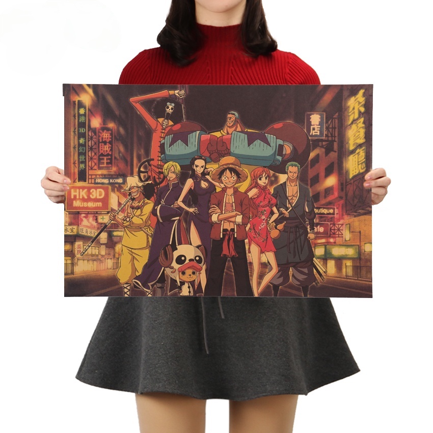 DLKKLB Home Decor Wall Stickers Vintage Kraft Paper Anime Poster OP