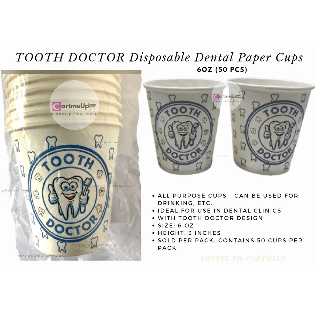 (CARTZ) TOOTH DOCTOR Disposable Dental Paper Cups 6oz (50 pcs