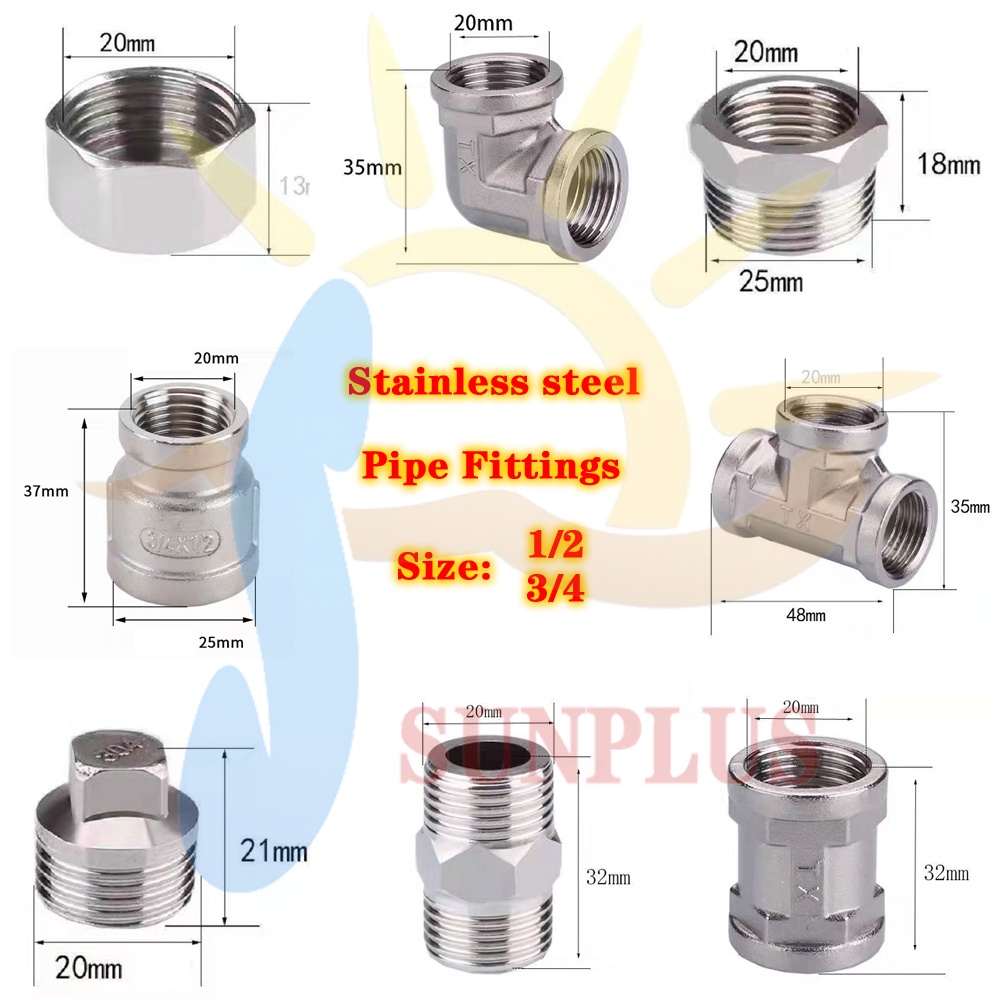 Manila Spot Standard Thickened Stainless Steel Pipe Fittings (Sizes1/2