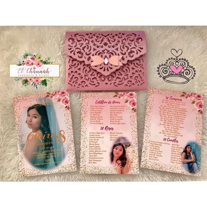 Old Rose and Pink Debut Invitation 18th birthday invites Shopee
