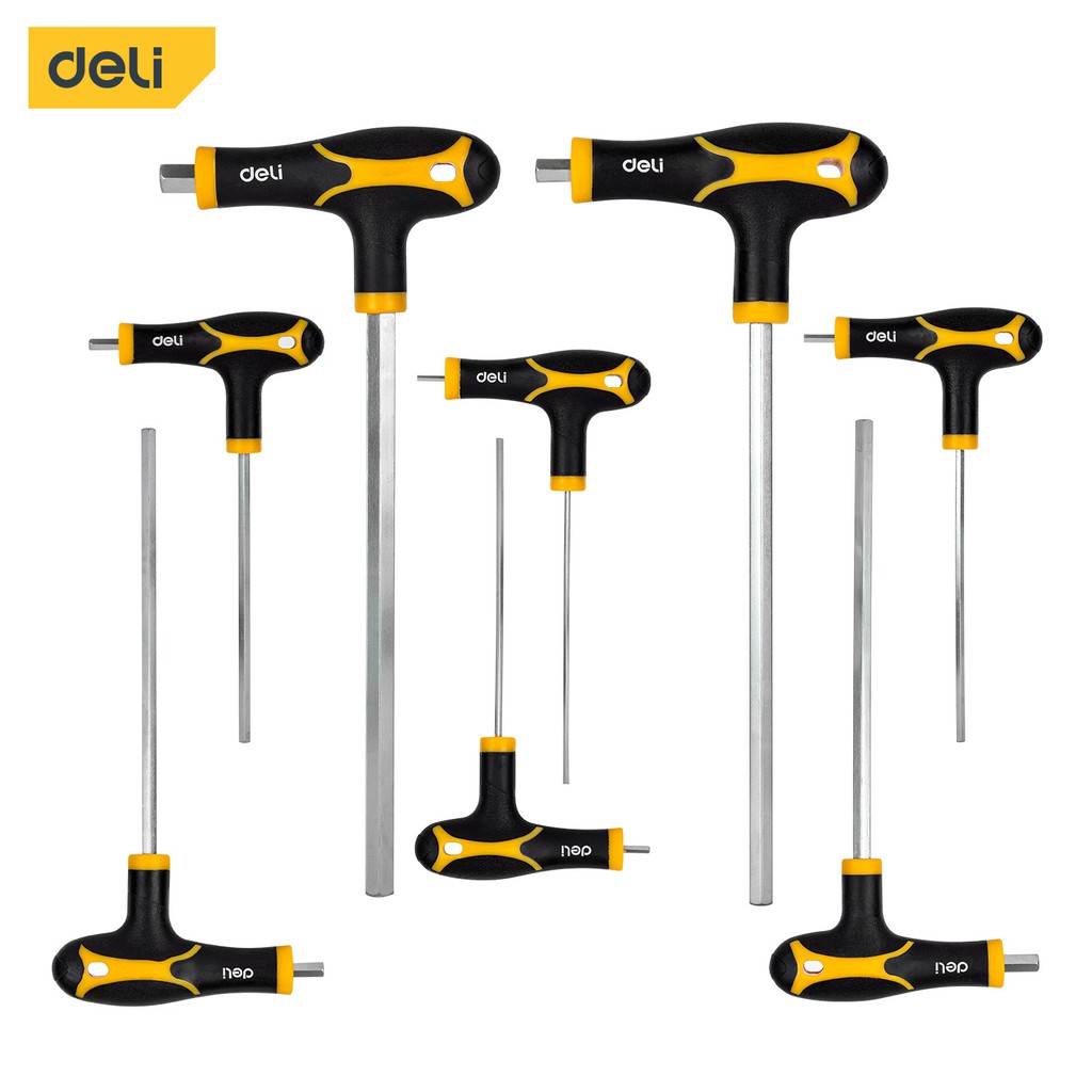 Deli 8 Pcs/set Hex key Long Ttype Allen Wrench Set Flat Hex Driver Set