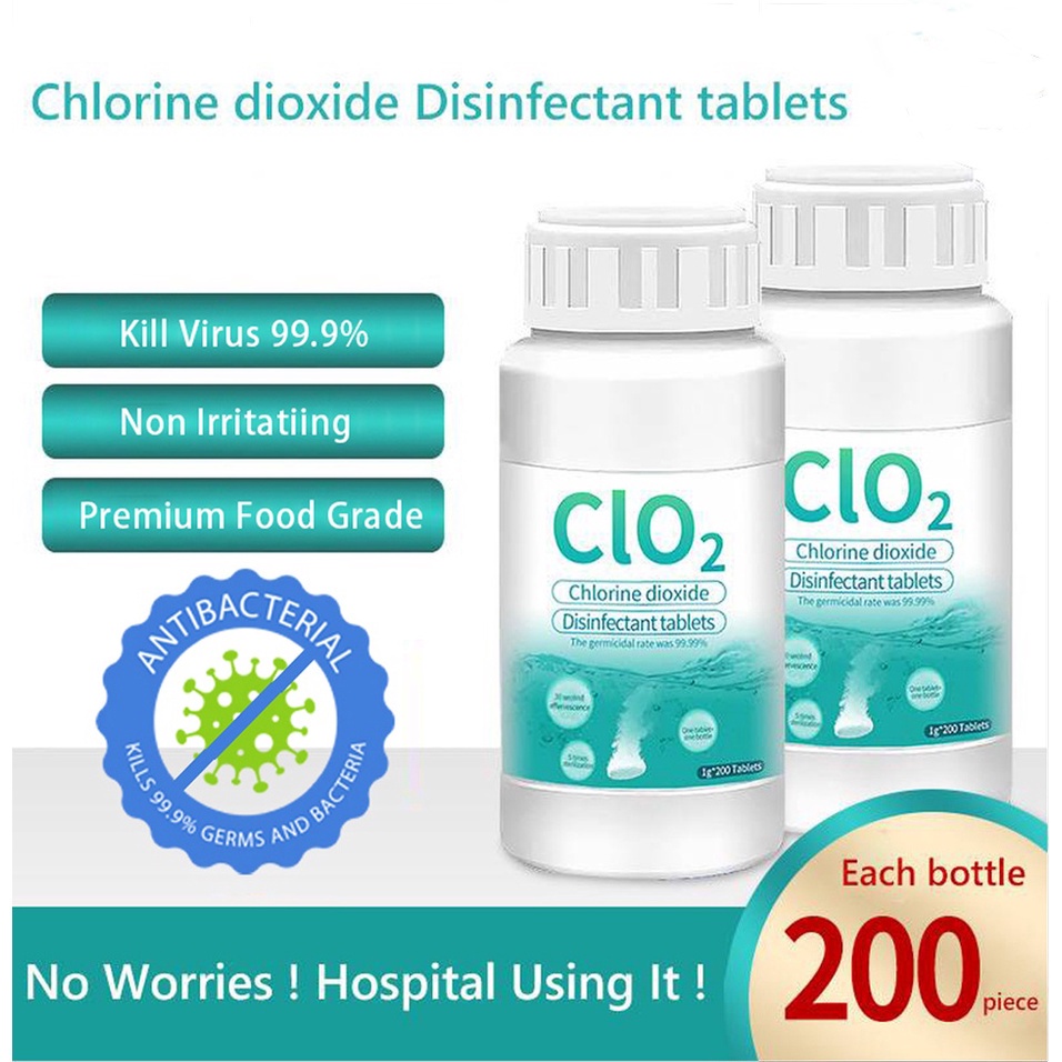 CIO2 100pcs/200pcs Chlorine Dioxide Disinfectant Disinfection Tablet