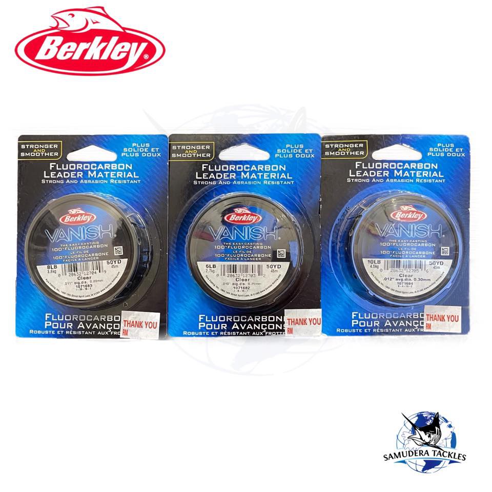 BERKLEY VANISH 100 FLUOROCARBON LEADER 6LB / 8LB / 10LB 45M / 50YD ULTRA LIGHT LEADER Shopee