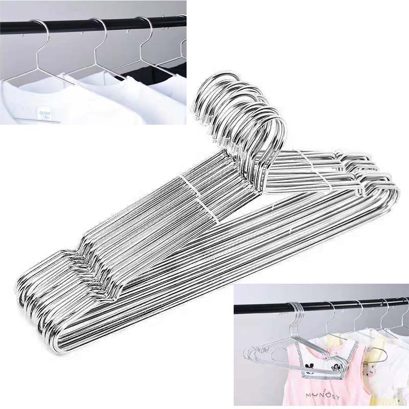 10pcs Stainless hangers steel household clothing store hangers for
