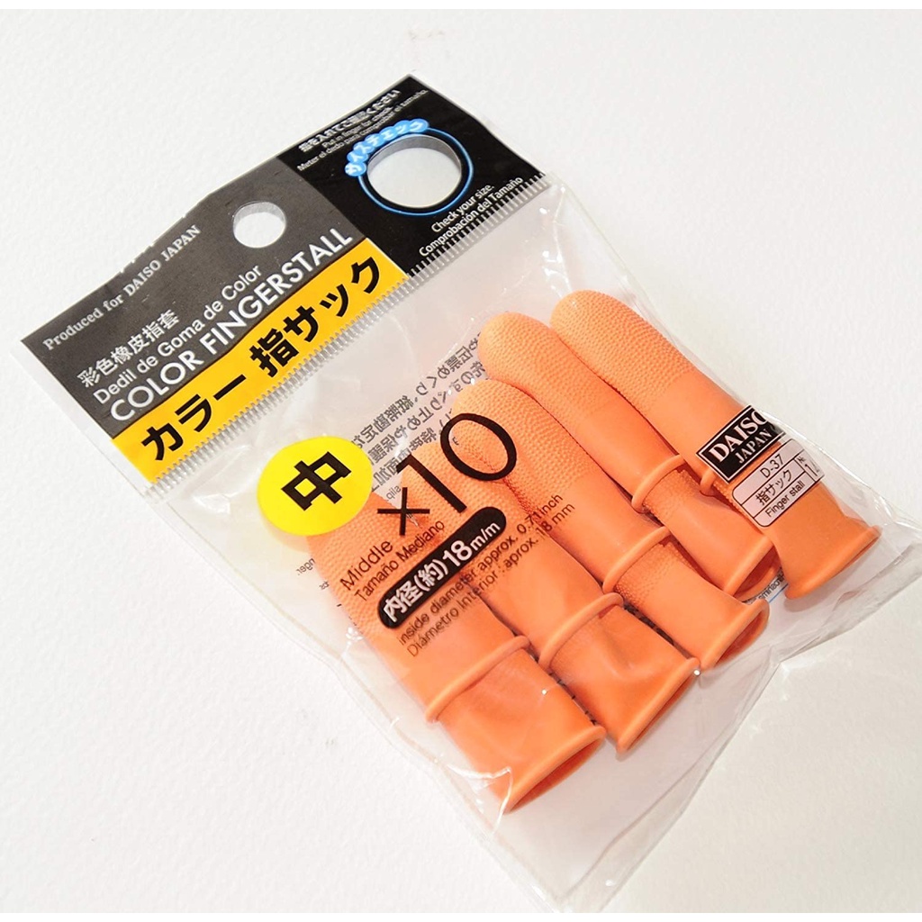 DAISO Medium Orange Rubber Fingerstalls Finger Cot Latex Thimbles