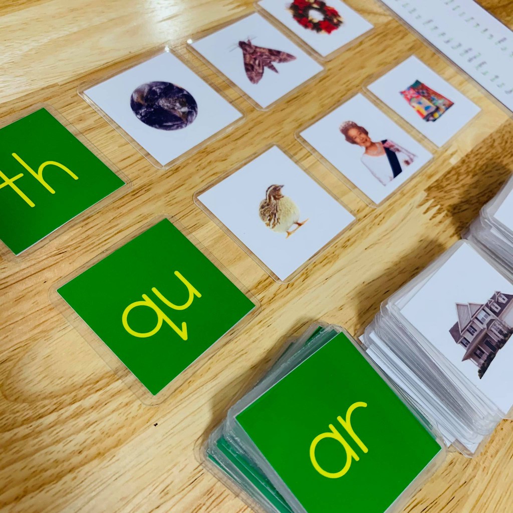 Montessori Phonograms Digraph Sorting Cards Set Letters and Images