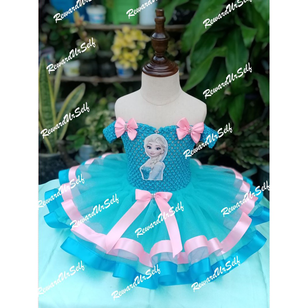Frozen elsa inspired tutu dress 1 7 years old (shoes and headdress