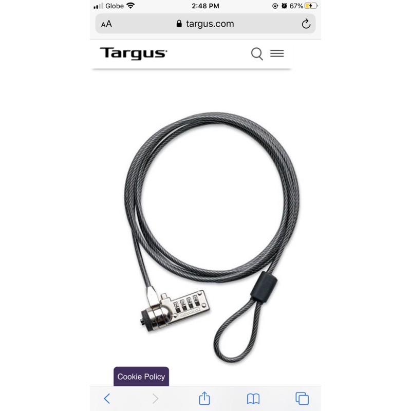 Targus Laptop Cable Lock Shopee Philippines