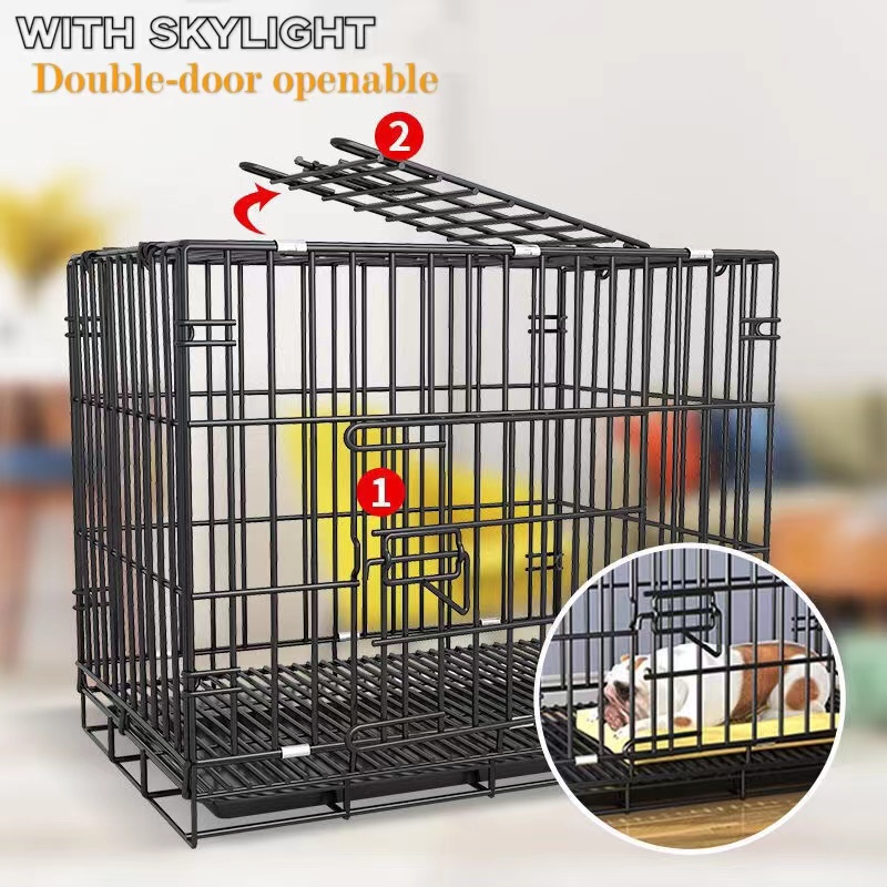 Foldable Double Door With Skylight Pet Cages Cat Dog Cage (50*35*42cm