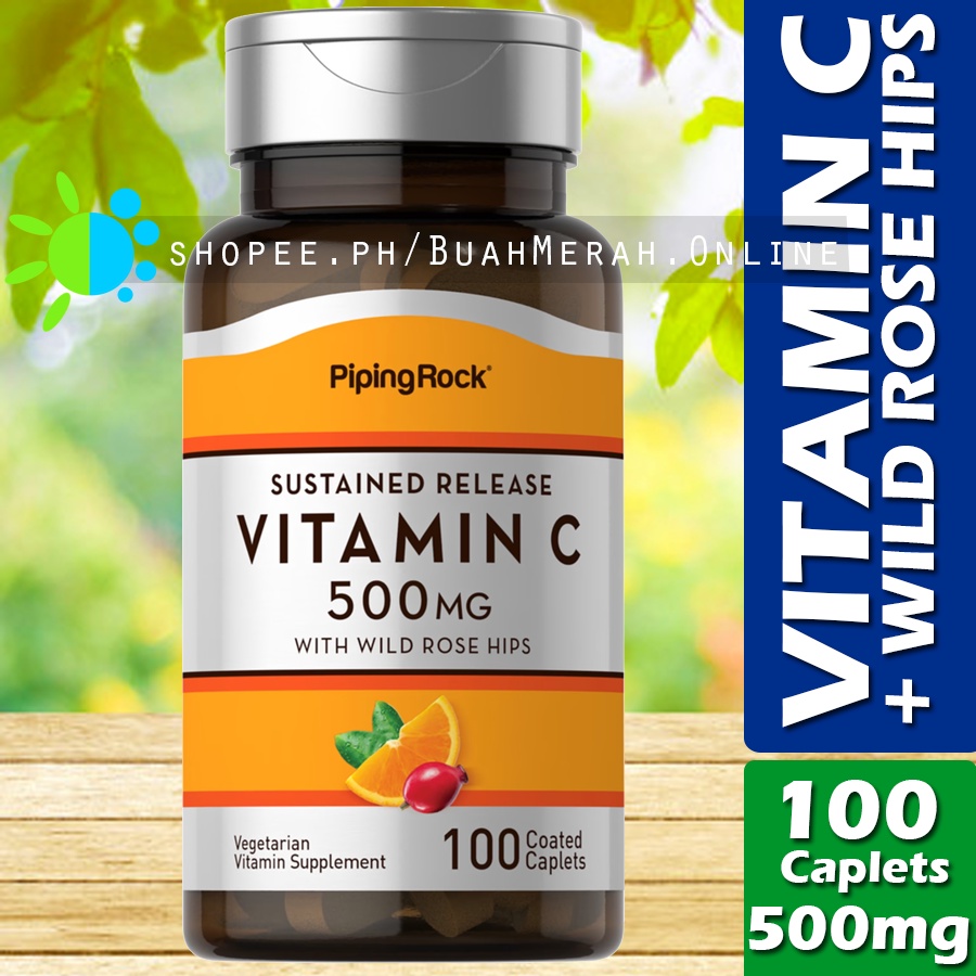 VITAMIN C with WILD ROSE HIPS 500mg x 100 Caplets Vit C Ascorbic Acid