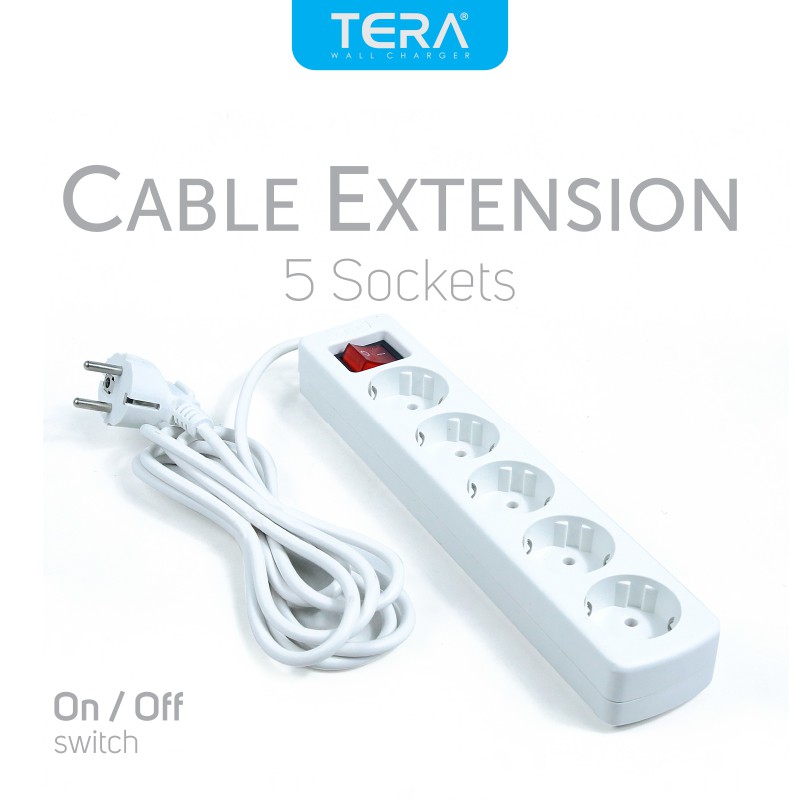 Tera 5hole Socket Extension Cable Socket Socket White Shopee