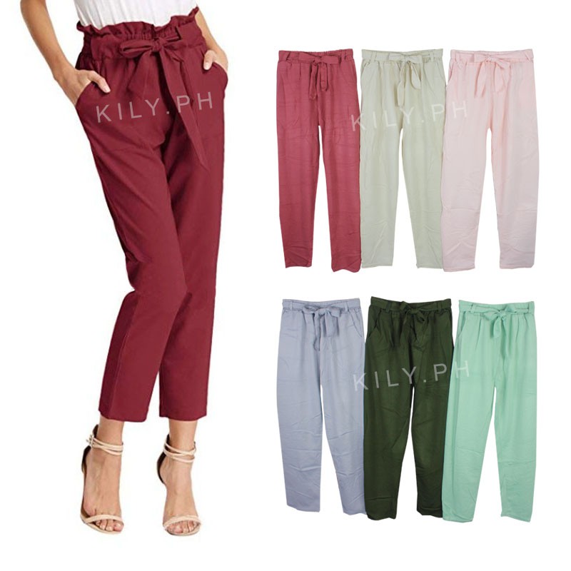 Kily.PH Candy Pants Basic Pants for Women Track Pants with Pocket High