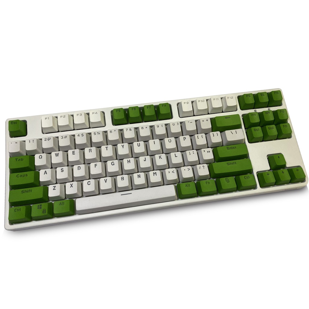 Dark green and white Keycaps, 87 key PBT Keys Keycaps Mechanical