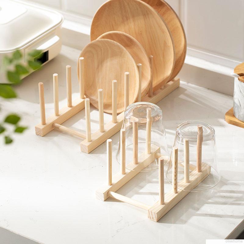 DIY Wooden Dish Rack Plates Holder Kitchen Storage Organizer For Dish/Cutting Board