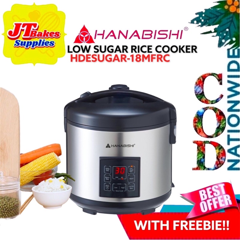 Hanabishi Low Carb Sugar 1.8L Rice Cooker HDESUGAR18MFRC with Freebie Shopee Philippines