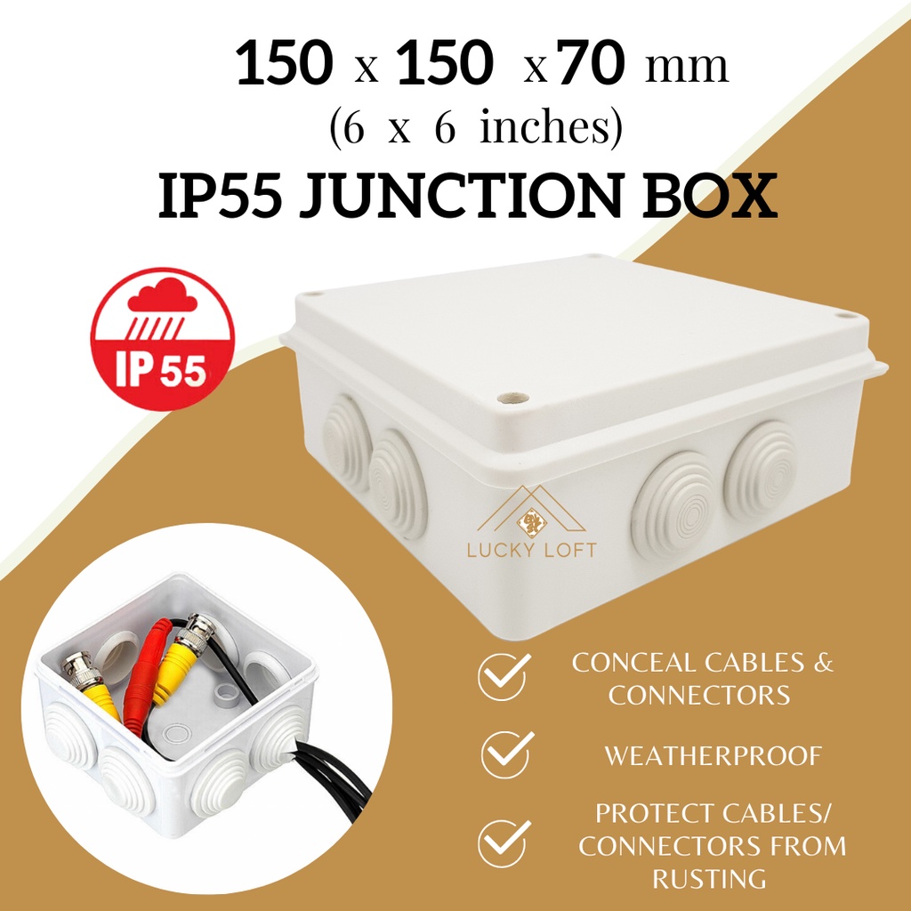 4x4, 6x6, 8x10 Weatherproof Junction Box with Rubber knockouts for