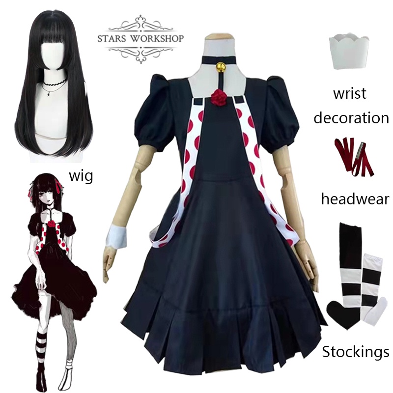 Anime Tokyo Ghoul JUZO SUZUYA / REI Cosplay Costumes Women Black Fancy Dress Uniform Stockings