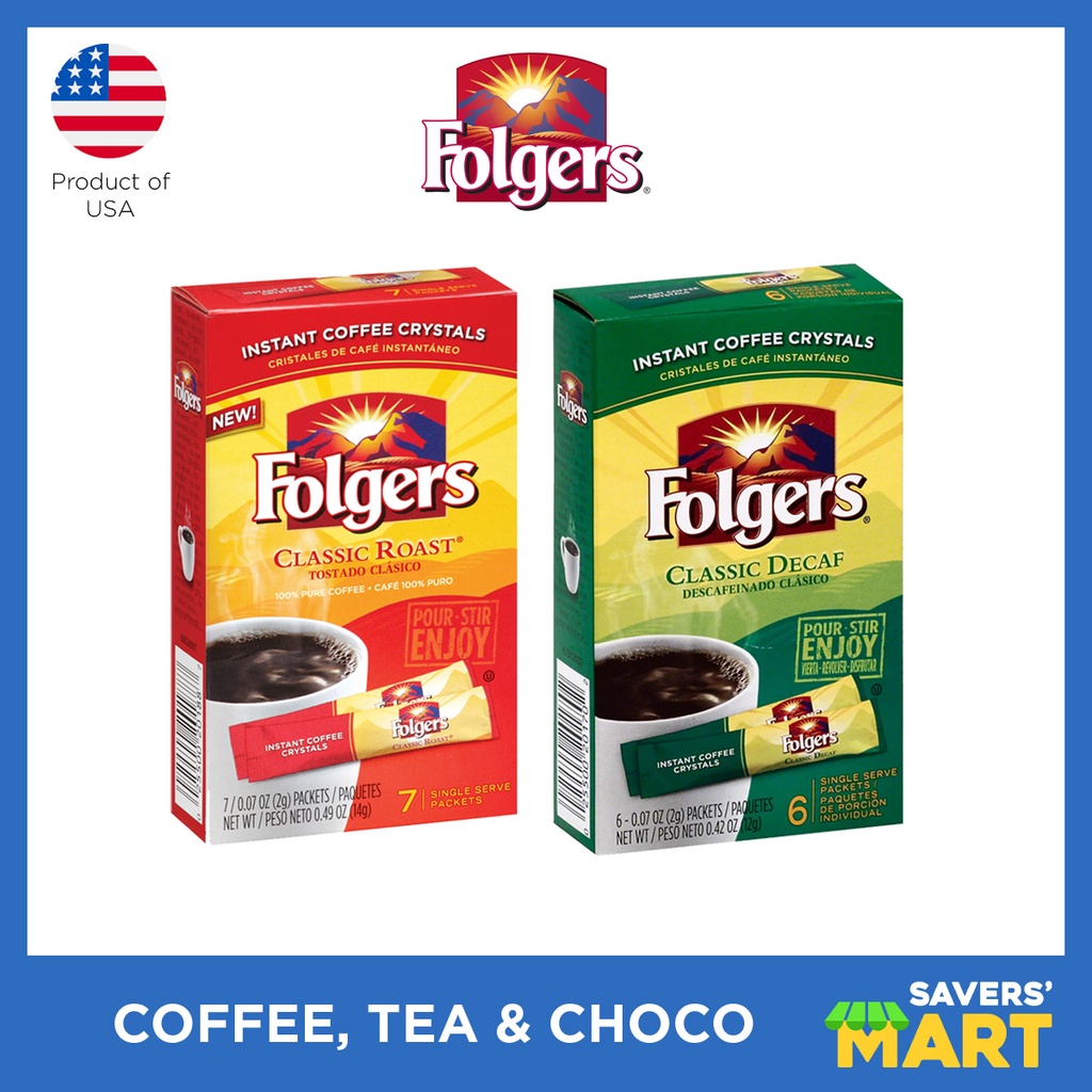 Folgers Coffee Single Packets (Classic Roast, Classic Decaf) Shopee
