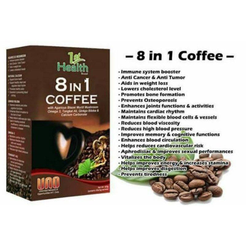 1sthealth COFFEE 8 in 1 (20 sachets) for WEIGHT LOSS, Prevents