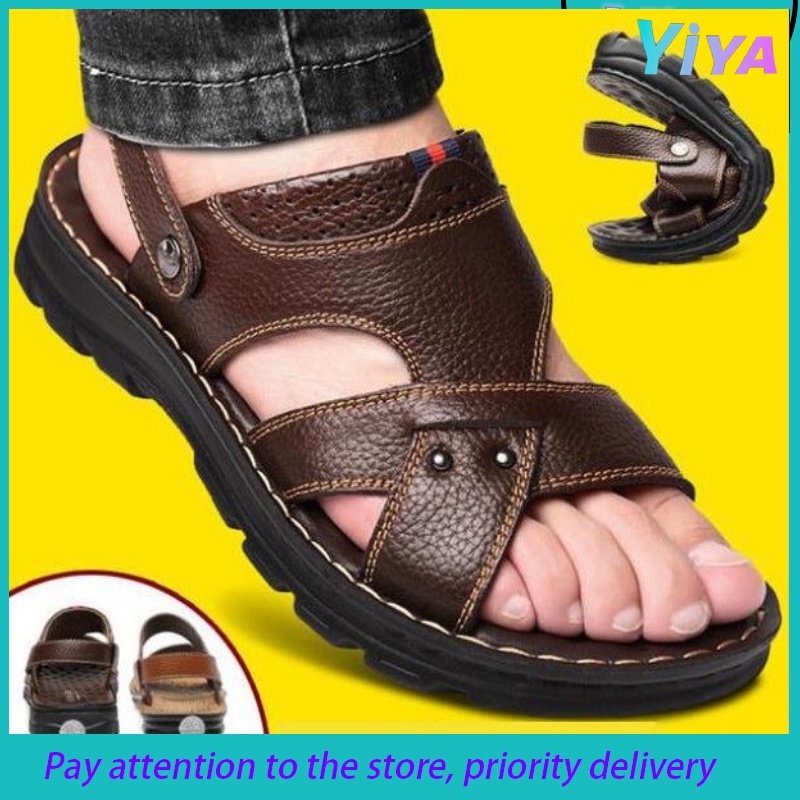Men's Leather Sandals 2020 New Summer Classic Men's Roman Sandals Comfortable Walking Sandals