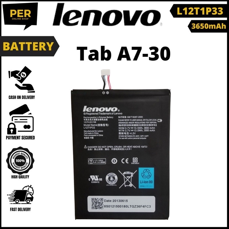 Lenovo TAB A730 A3300 Battery ModelL12T1P33 Rechargeable. Bring a