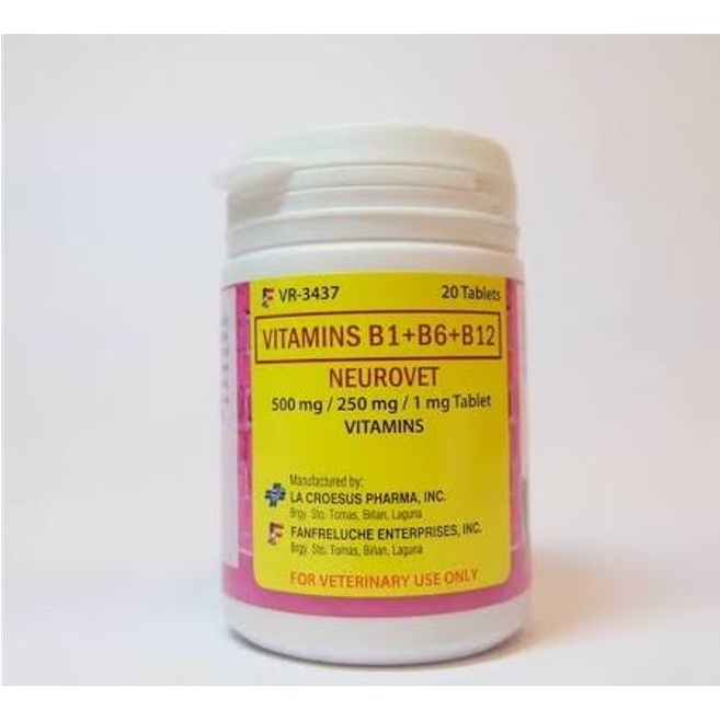 Neurovet 20tabs Vit B1 + B6 + B12 for nerves & circulation in dogs