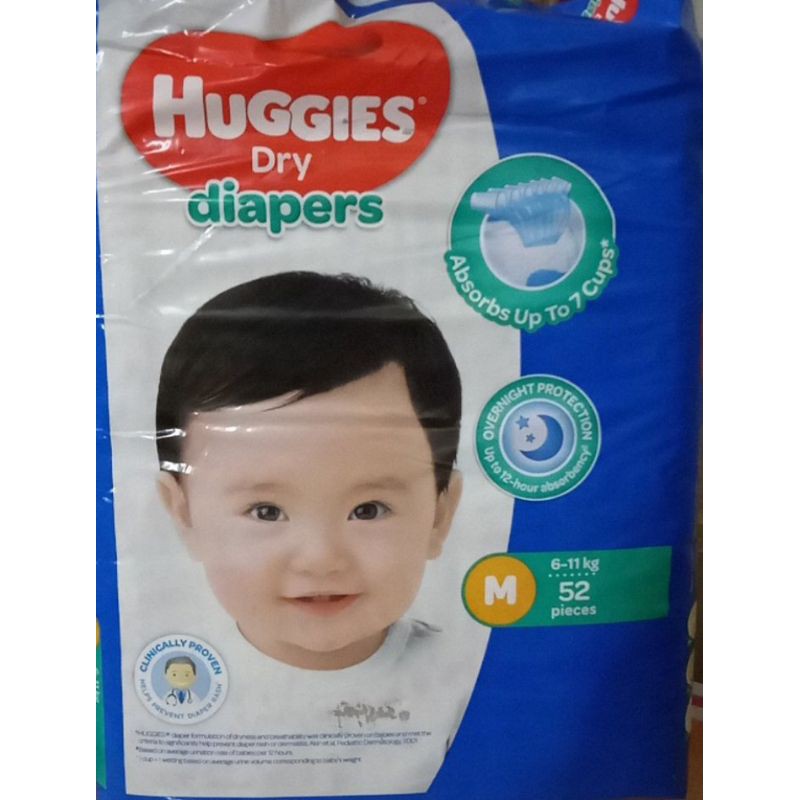Huggies Dry Diapers Medium 52 pieces 611kg Shopee Philippines