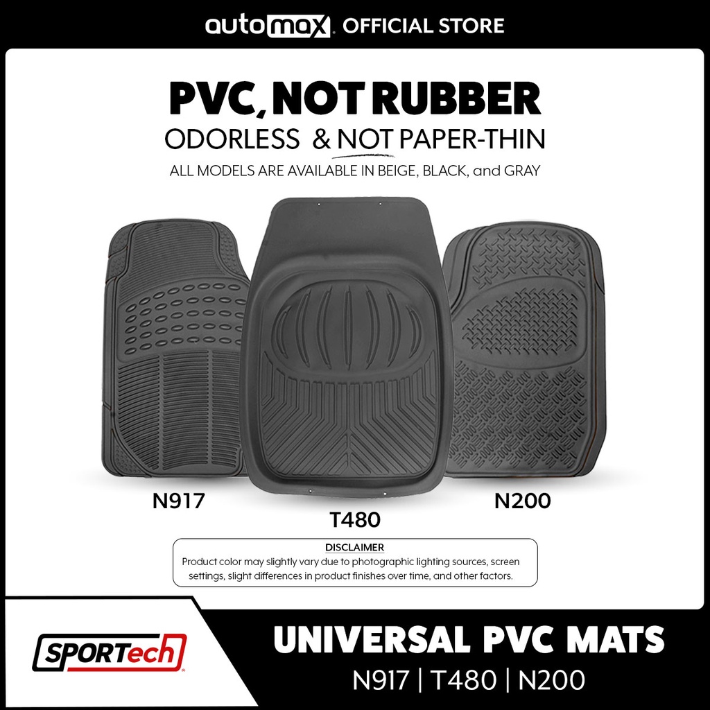 Sportech Universal Pvc Car Mat Weatherproof, Spill Proof Non Tray And Beige, Black, Gray