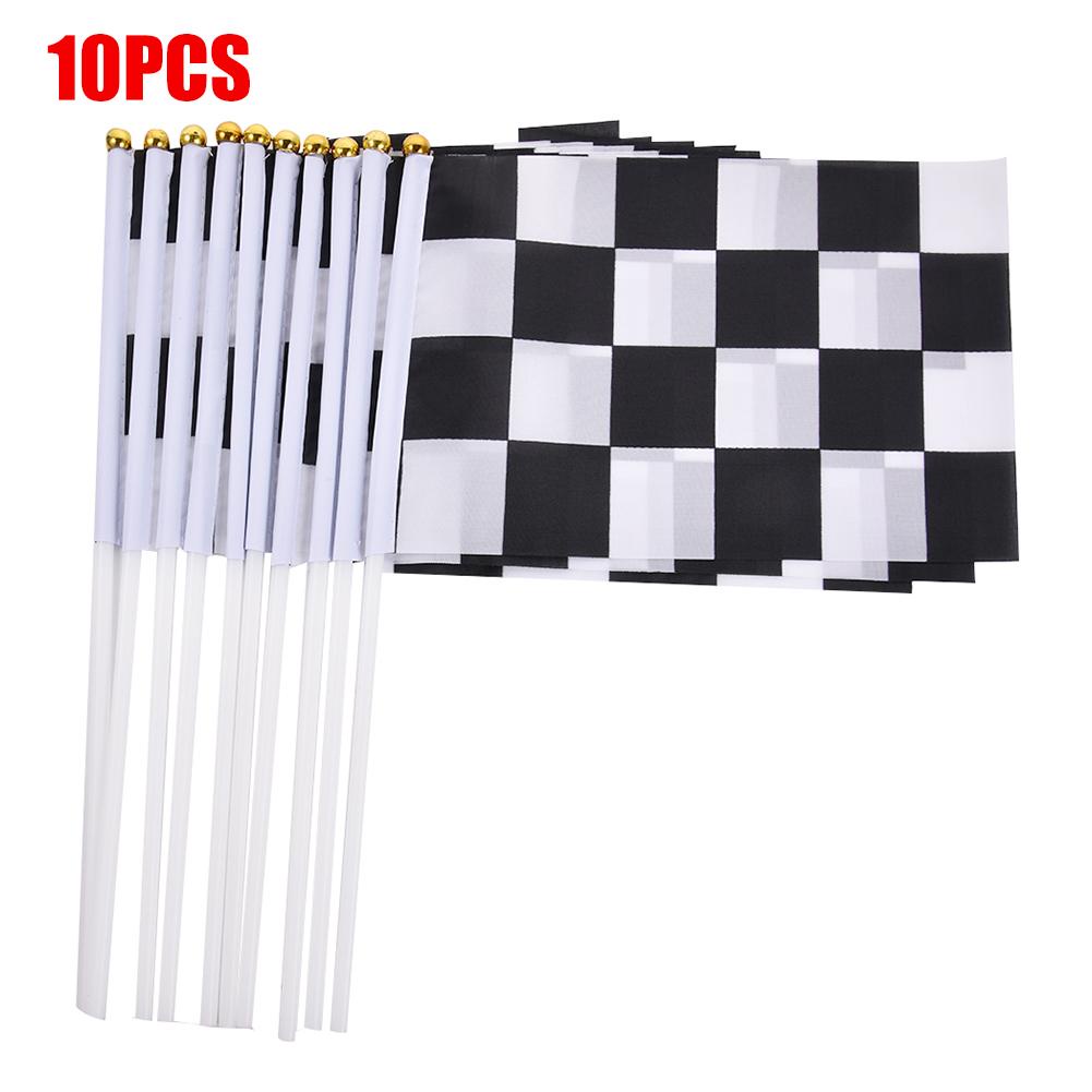10pcs/pack Black And White Square Hand Flag 14*21cm Racer Waving Flag