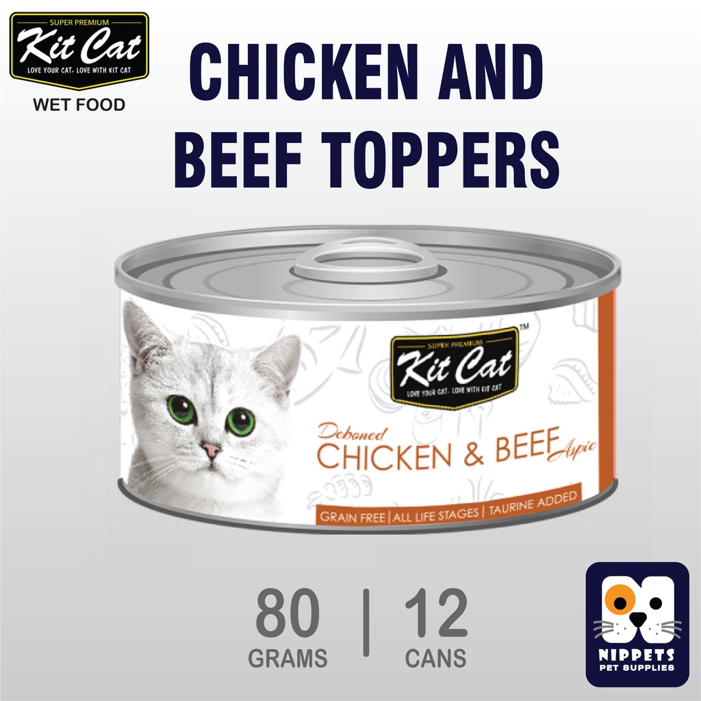 KIT CAT Deboned Chicken and Beef Toppers Wet Cat Food in Can 80g (Set of 12) Shopee Philippines