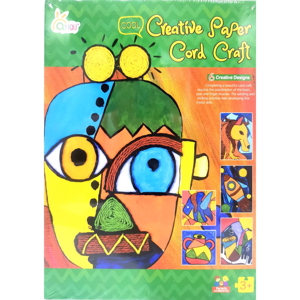 YIQU Creative Paper Cord Craft Kids DIY Art 6 Designs Boy Spacecraft Horse Fish Vase Saxophone