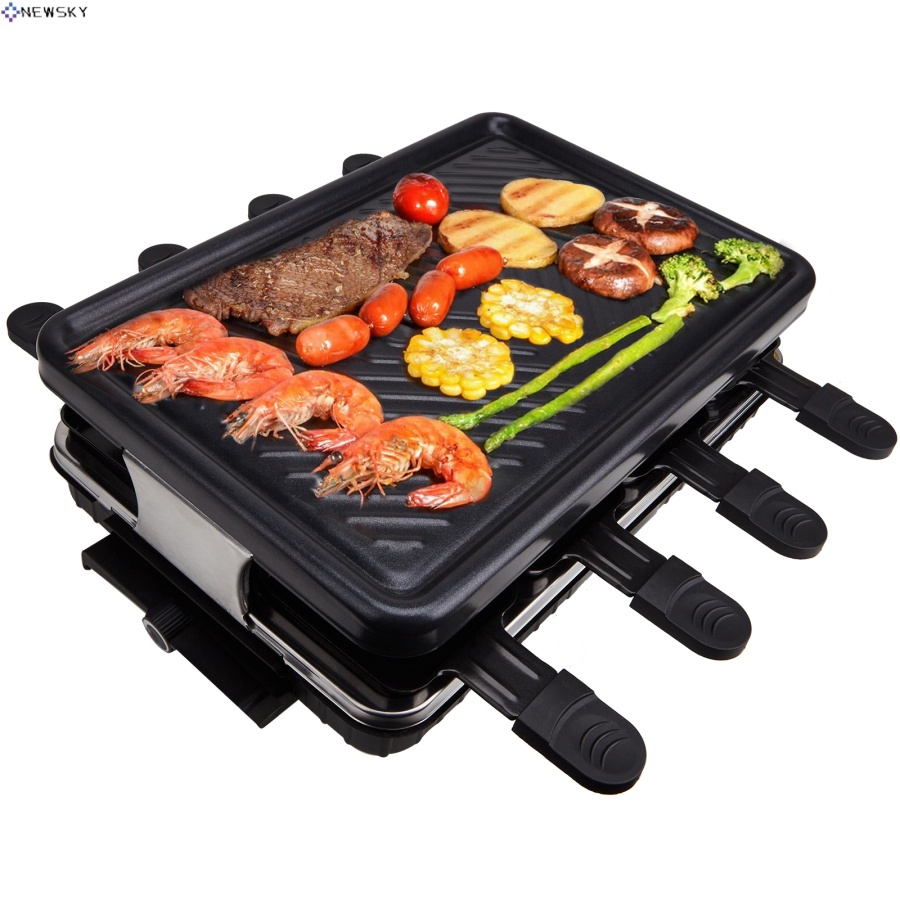 NEWSKY】Raclette Table Grill, Electric Korean BBQ Grill Indoor Cheese