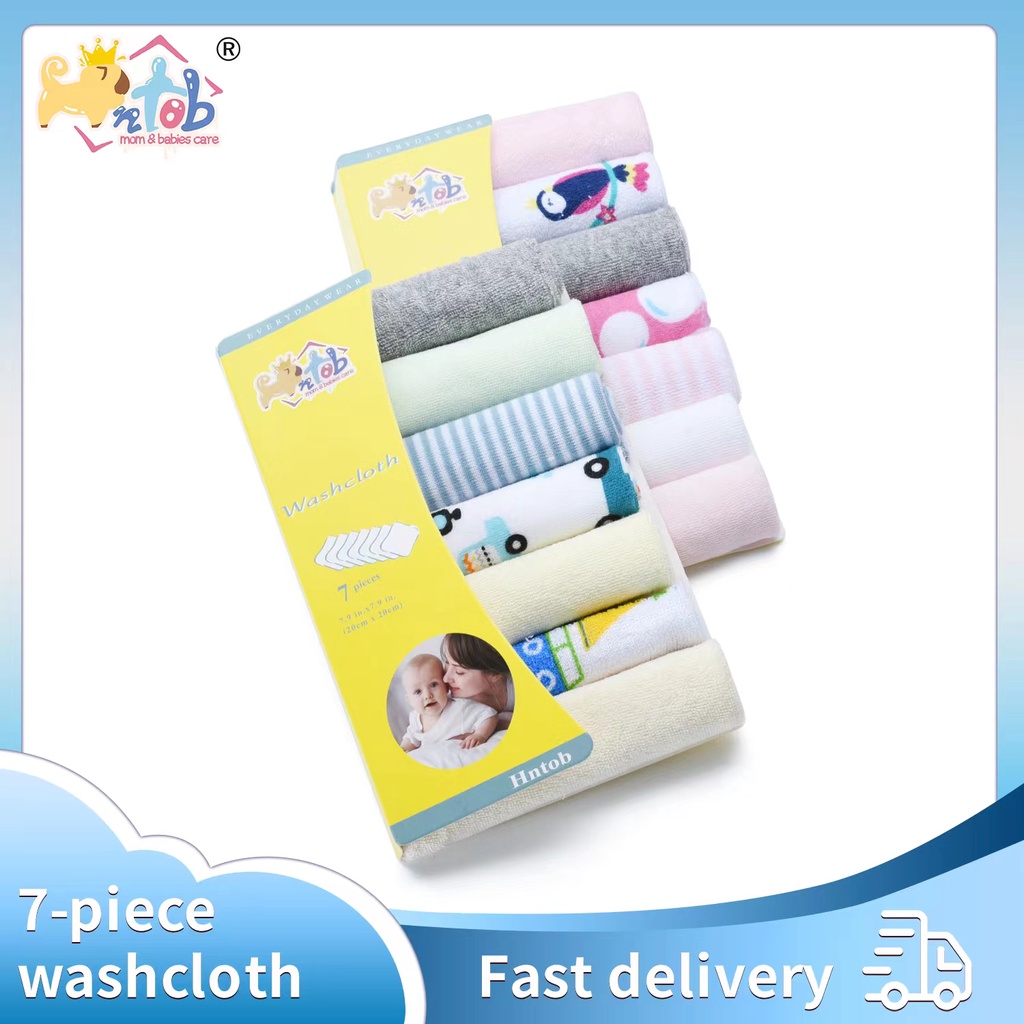 HNTOB ED shop kids 7 Piece newborn infant wash cloth thin towel Pack