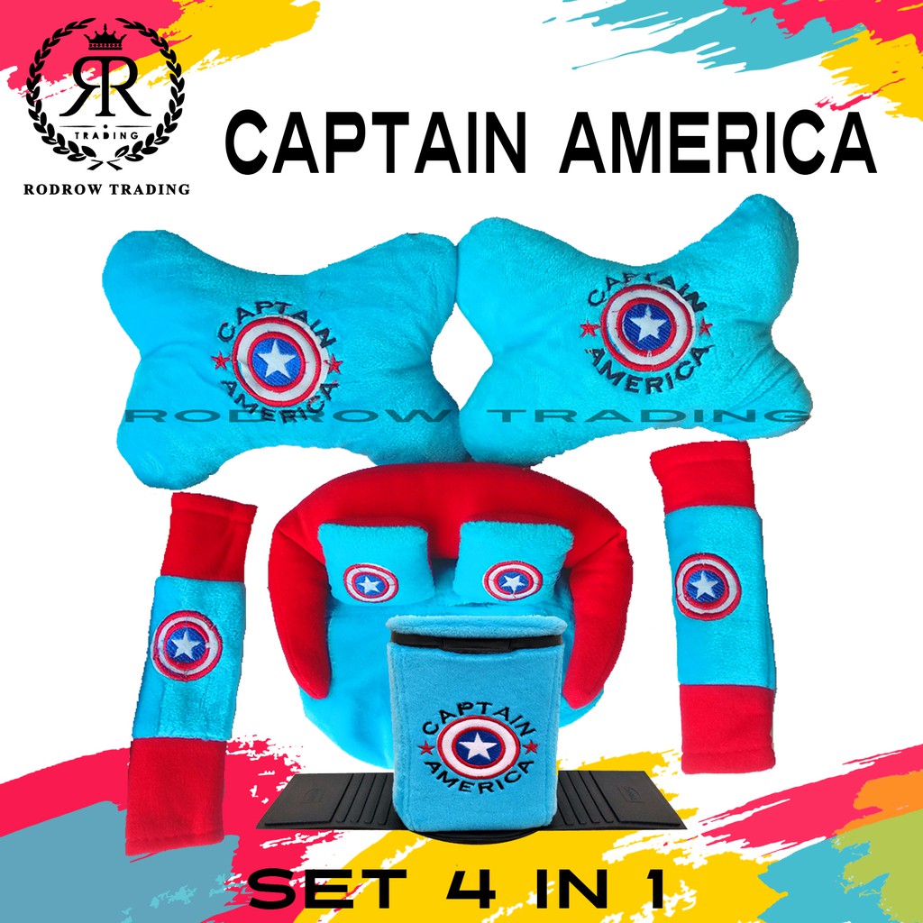 Captain America Car Cushion Set 4 In 1 / Captain America Car Seat