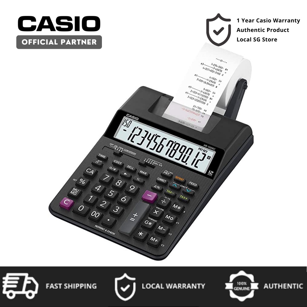 Casio HR100RC Printing Calculator for Receipt Printing/Banking/Money